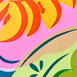 Colourful Peaches and Limes Fruit Still Life Screen Print image 2