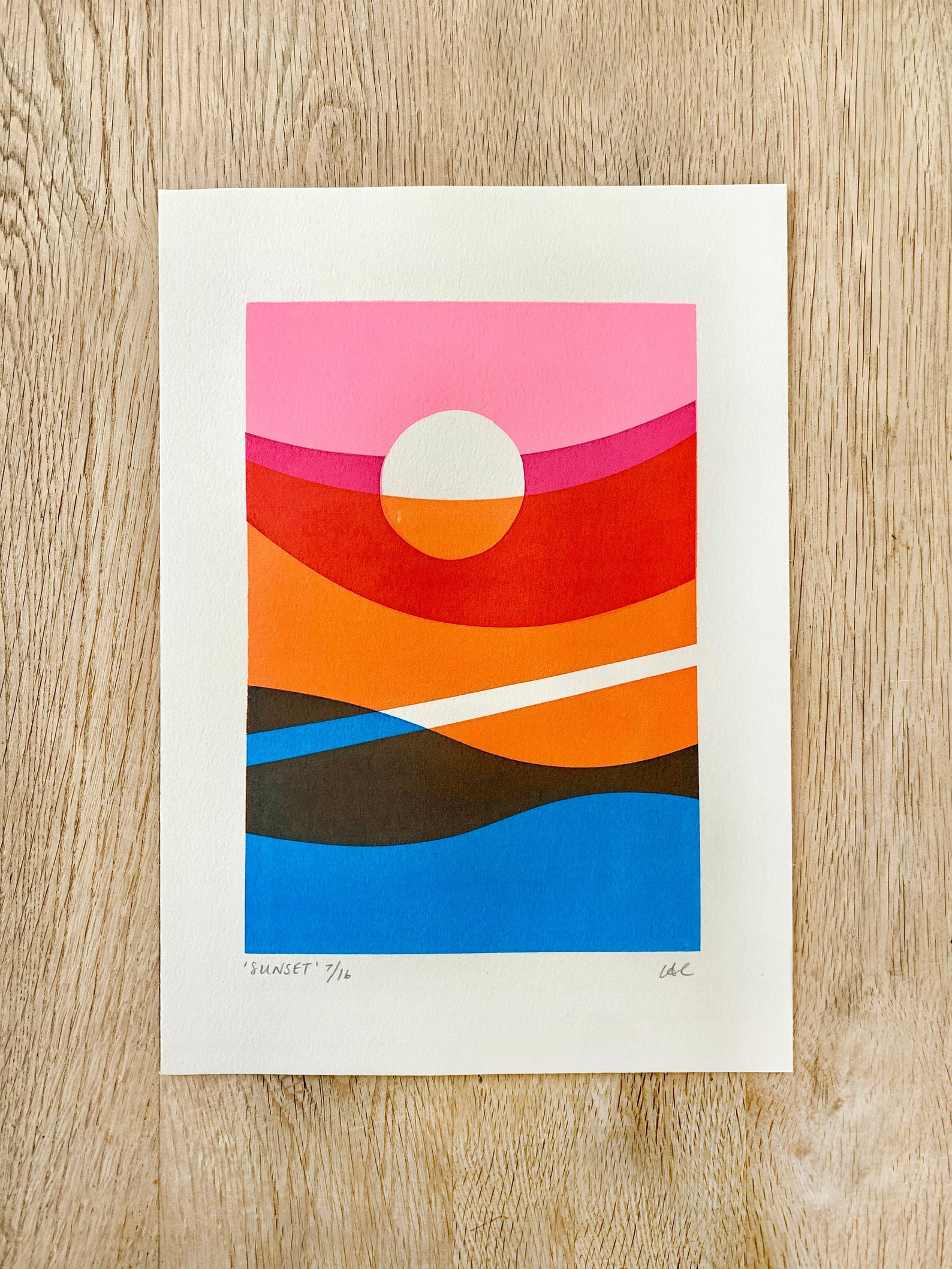 Abstract Layered Sunset A4 Screen Print Etsy