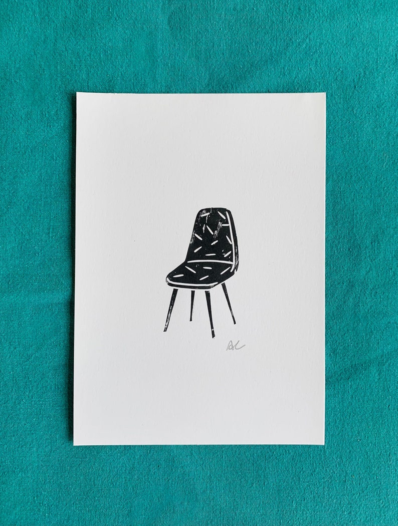 Chaise de style danois A5 Linocut Print image 1