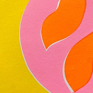 Yellow, Pink & Orange Abstract A4 Screen Print image 2