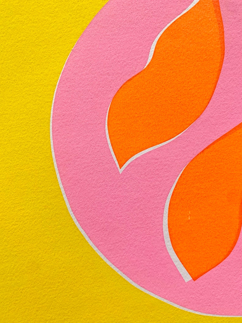 Yellow, Pink & Orange Abstract A4 Screen Print image 2