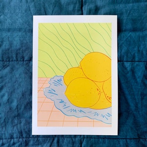 Zitronen Stillleben Illustration Druck