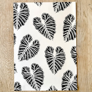 Tropical Leaf Repeat Pattern A4 Linocut Print image 1