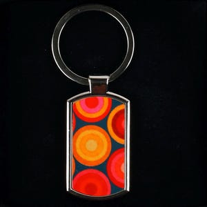 Volcanic Circles Keyring - Orange Red Key chain - Mum Car Key Fob - Bright Colourful Key Chain - Small Keepsake Gift - Hot Colours