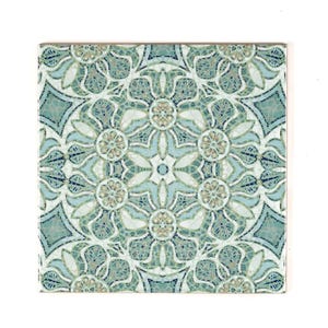 Carrelage Art nouveau « Grenade », carrelage bleu vert aqua pour Aga, carrelage pour dosseret, mur décoratif, design botanique sarcelle de 6 pouces