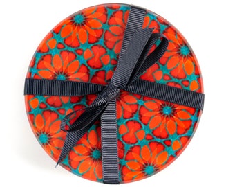 Moroccan Flower coasters - pretty poppy design coaster set - high quality non slip mug mats -  Colourful Coaster - Flower Gift for Gardener