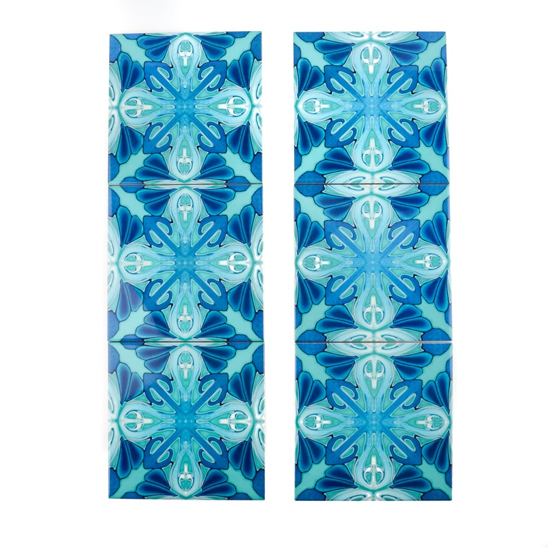 Turquoise blue Art Deco ceramic tiles vibrant color tiles