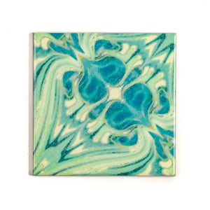 William Morris Vintage tiles, original design blue green tiles, tiles for Aga splashback, Arts and Crafts Decor, 6 inch botanical design