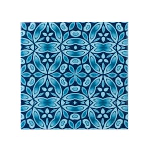 Liberty Print blue green kitchen splashback tiles, rich Ocean-blue feature wall pattern tile, edwardian country kitchen, victorian fireplace