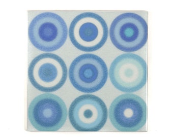 Turquoise blauwe cirkel tegels, modern abstract ontwerp, keuken splashback tegels, functie muur patroon tegel, cool blues badkamer garderobe tegel