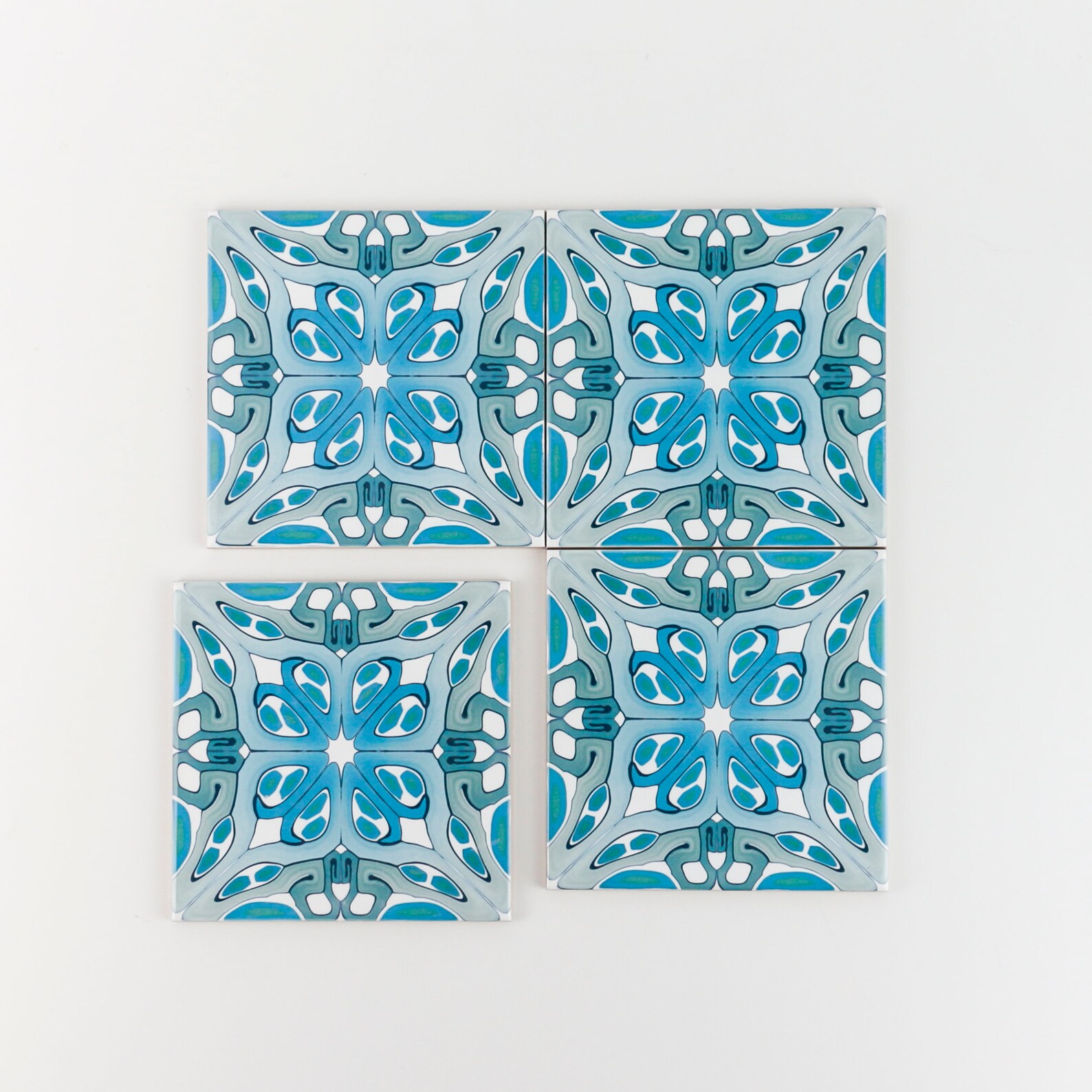 Blue Kitchen Tiles Feature Wall Art Deco Handmade Tile Etsy