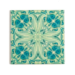 Pale Green Blue Tiles, William Morris Vintage tiles, original design blue green tiles, tiles for Aga splashback, Arts and Crafts Decor,