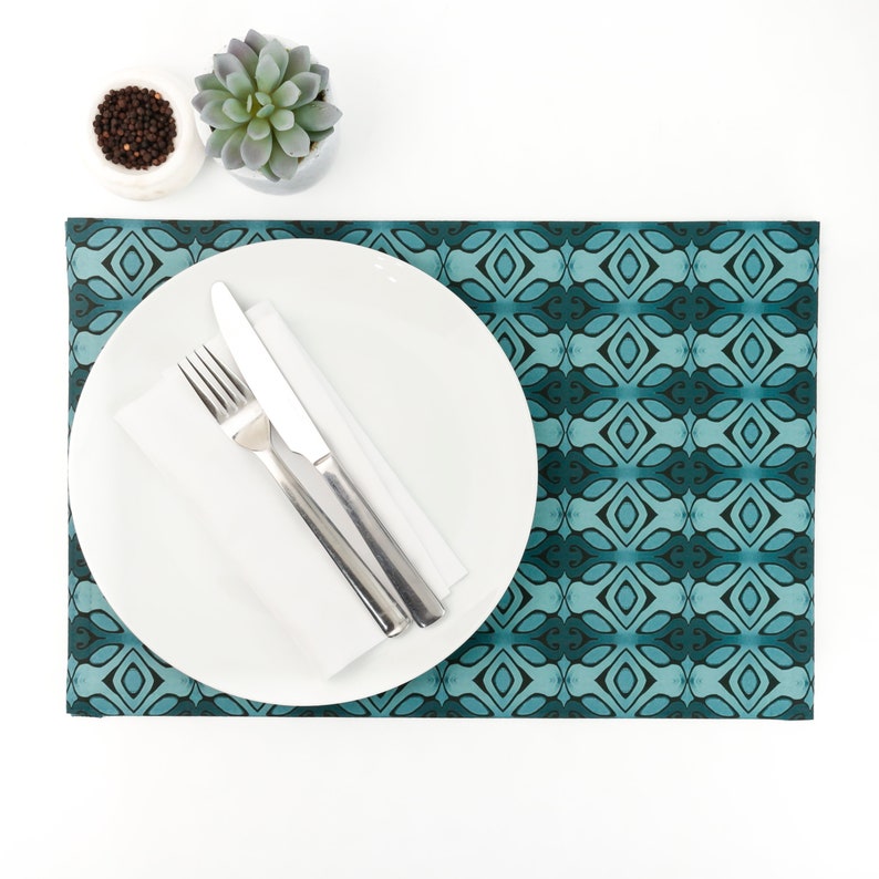Deep Blue Green Place Mat Extra Large Fabric Placemat Etsy UK