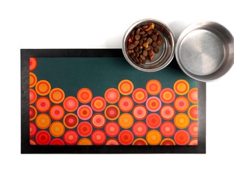 Colourful waterproof pet food mat, Modern non-slip water resistant pet food mat, washable pet food mat, colourful cat floor mat, feeding mat