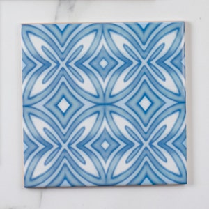 SALE SET OF 4 x 15.2cm, decorative ceramic tiles, unique handprinted tiles, Made in England. Studio Clearout Sets!