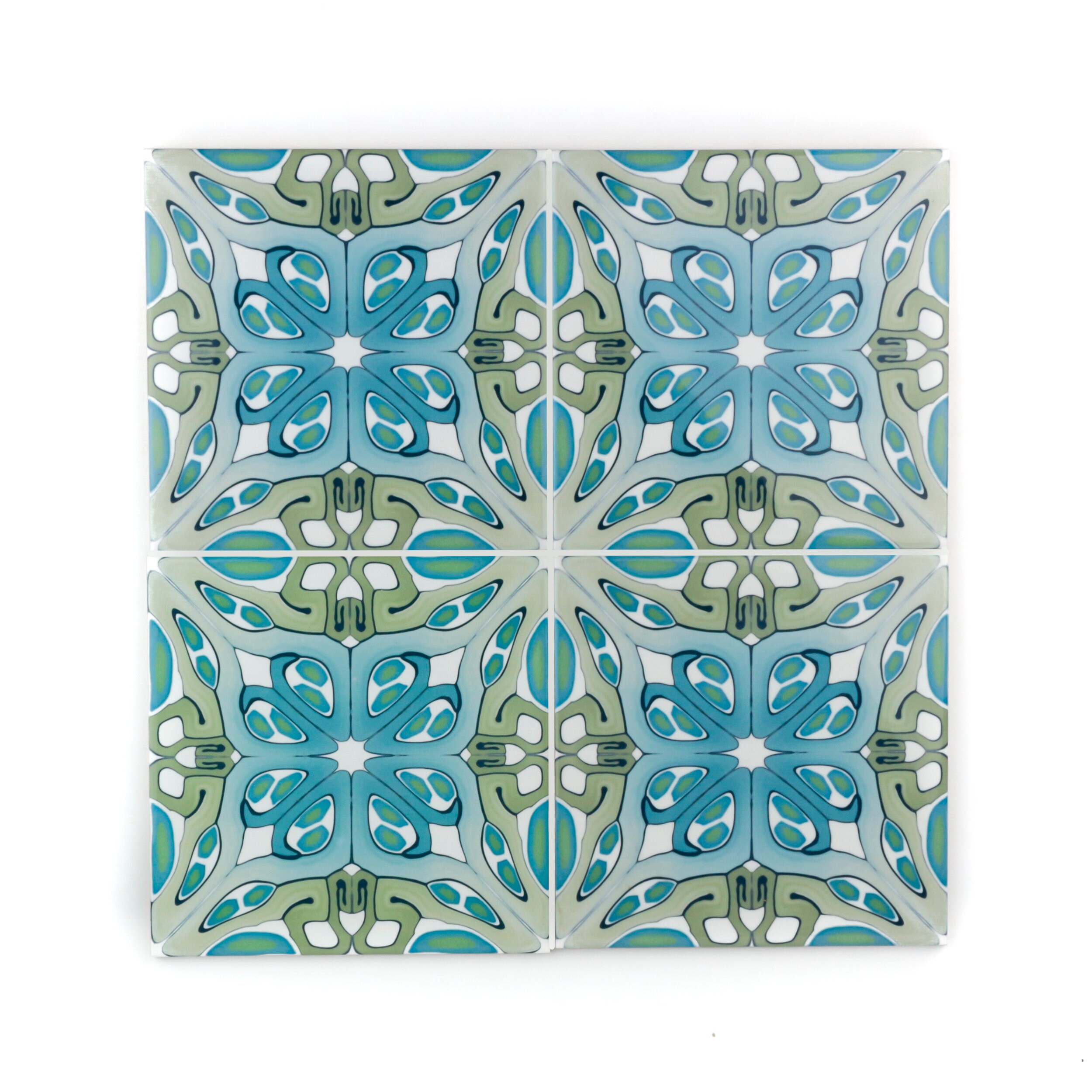 Art Deco Handmade Tiles 15cm / 6 Inch Azulejos Blue Green - Etsy UK