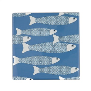 Sky-blue fish tile, ocean tile feature wall, fish decor, pattern ceramic tiles, dramatic back splash, unique aquarium tiles, bathtub tiles