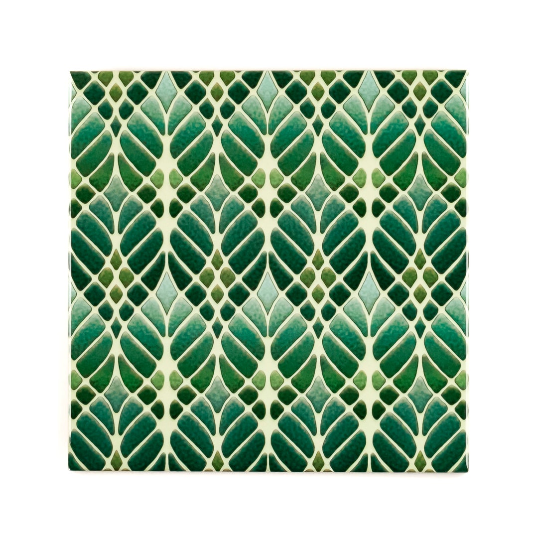 Art Nouveau Interwoven Trees Tiles, Sage Green Geometric, Tiles for Aga ...