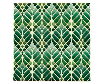 Art Nouveau Interwoven Trees Tiles, Sage Green Grey Geometric, tiles for Aga splashback, feature wall tiles, 6 inch botanical design green