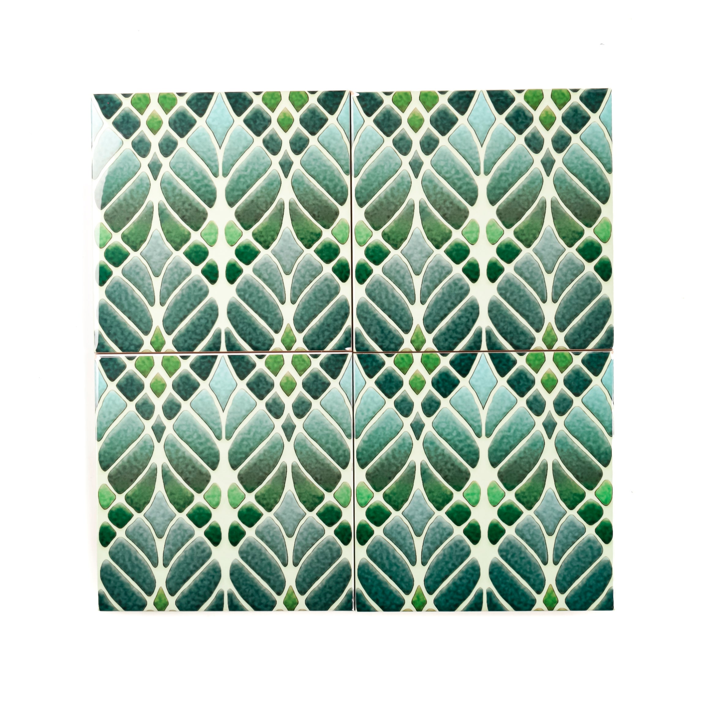 Art Nouveau Tiles, Craftsman Tile Green Blue, Colourful