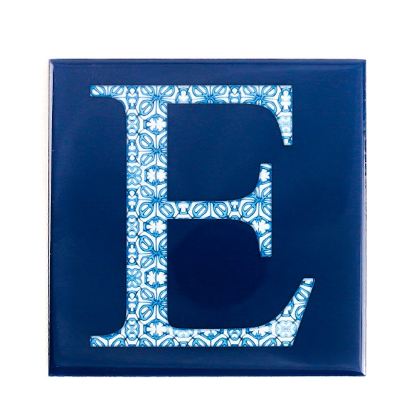 Large Ceramic Letters, Personalised Wall Art, Scrabble Tile Art, Ceramic Tile Initials, Navy blue decor, Alphabet Blue, Bride & Groom Gift