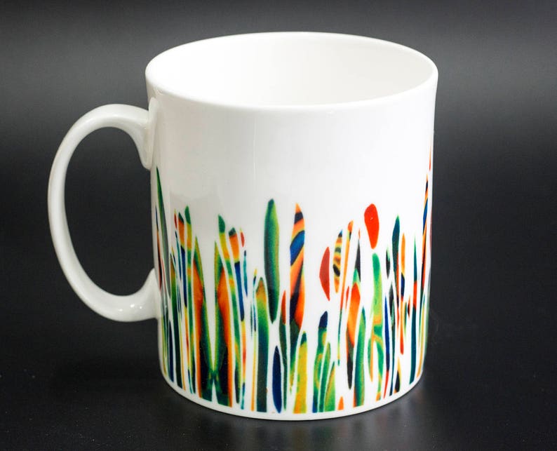Large Bone China Mug Gardener Mug Modern Art Cup Porcelain Etsy