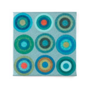 Blue green circle tiles, modern abstract designer decor, kitchen splashback tiles, feature wall pattern tile, cool bathroom cloakroom tile