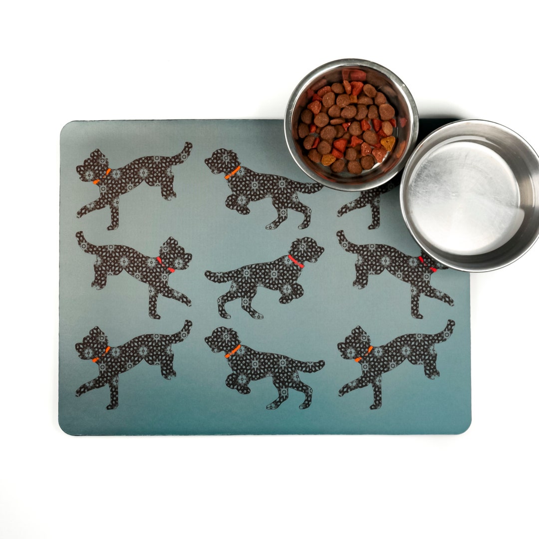 Bounding Cockapoo Pet Food Mat, 30x39cm Large Pet Placemat, New Puppy ...
