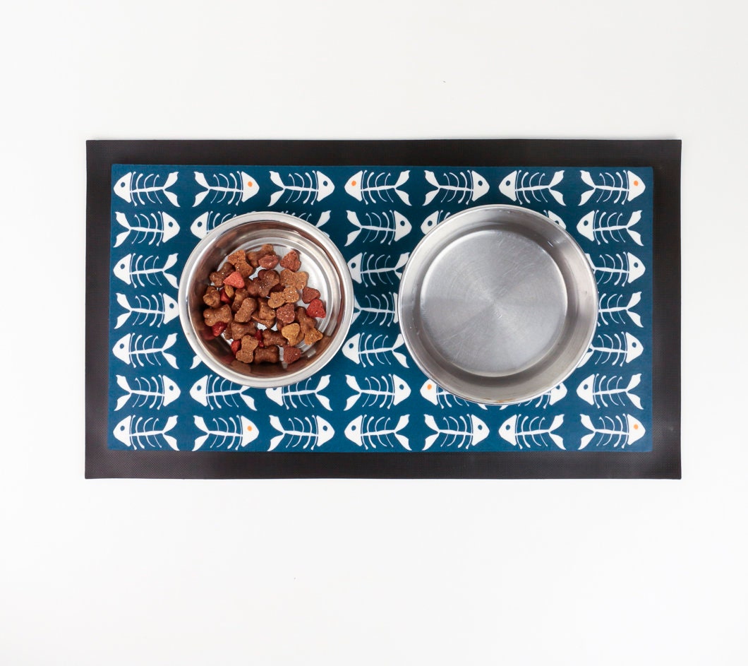Cat Food Place Mat Pet Christmas Gift Fishbone Design Floor Etsy UK