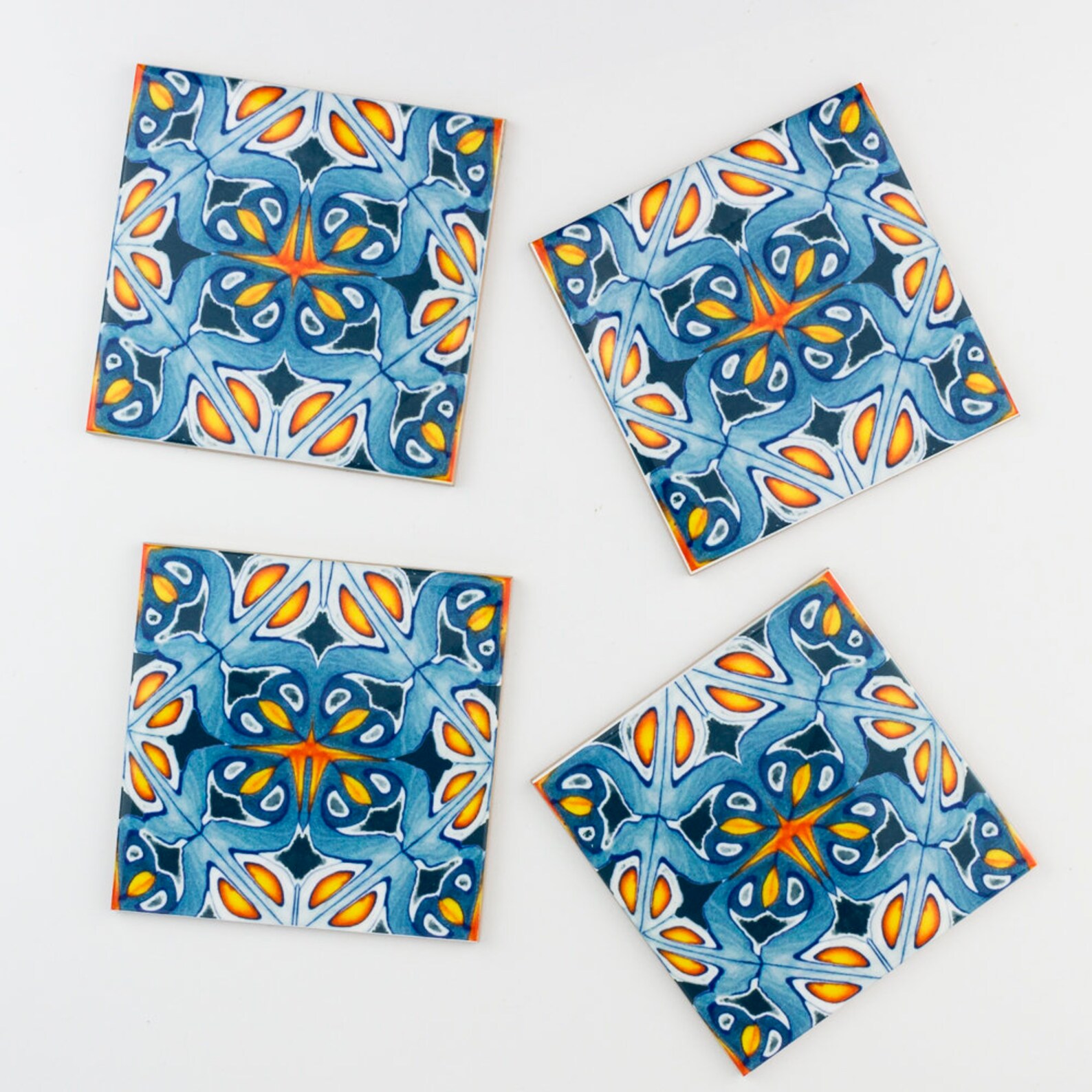 Orange and Blue Kitchen Tiles Ethnic Decor Moroccan Tiles Etsy Australia