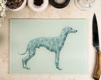 Greyhound Worktop Saver, Whippet Gift, Heatproof Pan Rest, Easy Clean chopping board, Blue Green Dog Owner Gift, Lurcher, Sight hound