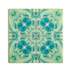 William Morris Vintage tiles, original design blue green tiles, tiles for Aga splashback, Arts and Crafts Decor, 6 inch botanical design image 7