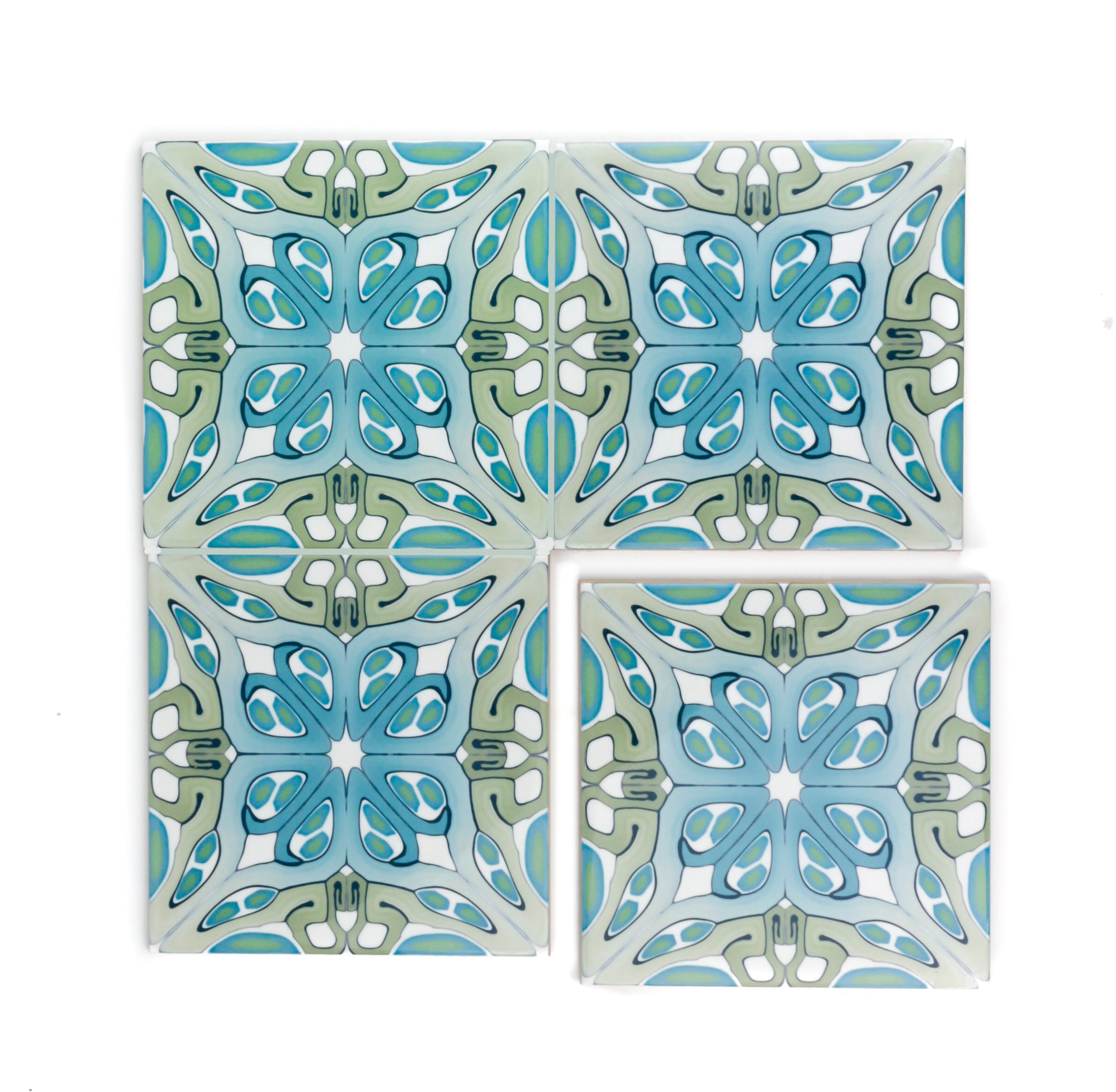 Art Deco Handmade Tiles 15cm / 6 Inch Azulejos Blue Green - Etsy UK