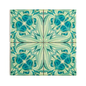 William Morris Vintage tiles, original design blue green tiles, tiles for Aga splashback, Arts and Crafts Decor, 6 inch botanical design image 4