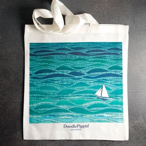Handbedruckter Leinen Seesack, Strandtasche, Strandtasche, Strandtasche, Strandtasche, Segeltuchtasche, Geschenk für Sie