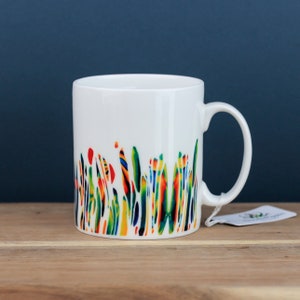 Large Bone China Mug, Gardener Mug, Modern Art Cup, Porcelain Coffee mug, Botanical mug, Meadow Mug, Designer Coffee Cup image 1