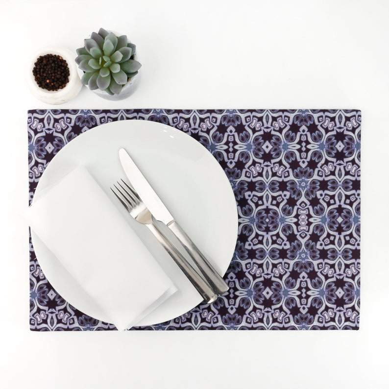 Elegant Purple Silver Place Mat Extra Large Fabric Placemat Etsy