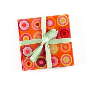 Circles Coaster Set - Hot Pinks Oranges Mug Mats - Colour Lover Gift Set  - Quality Mug Mats - Modern Abrstact Design - Fun funky coasters