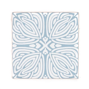 Grey Celtic Knot Tiles, blue grey hand-printed tiles, original English design, texture tiles, craftsman tile grey, Dove Gray ceramic tile