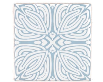Grey Celtic Knot Tiles, blue grey hand-printed tiles, original English design, texture tiles, craftsman tile grey, Dove Gray ceramic tile