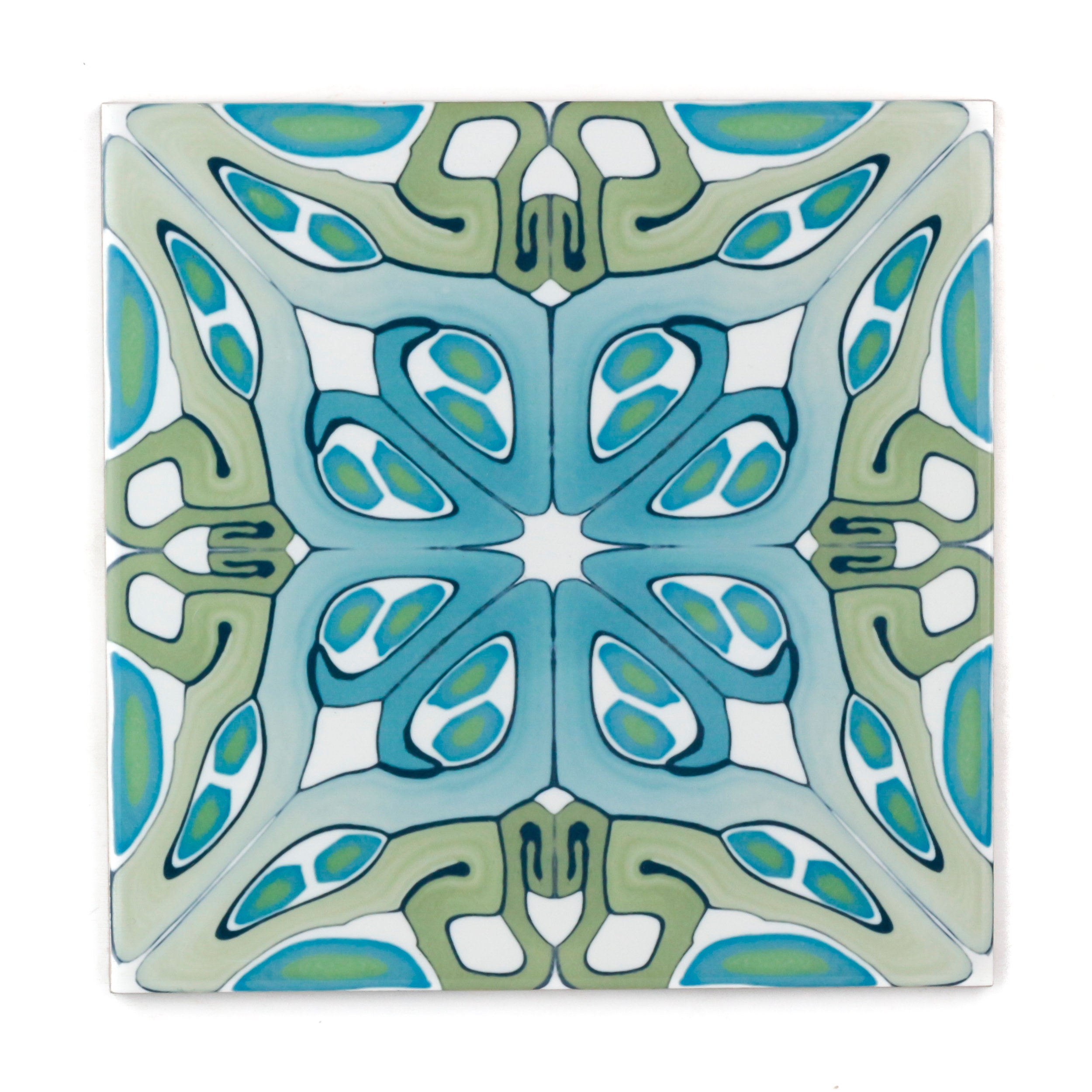Art Deco Pendant Necklace With White Ceramic Squares 