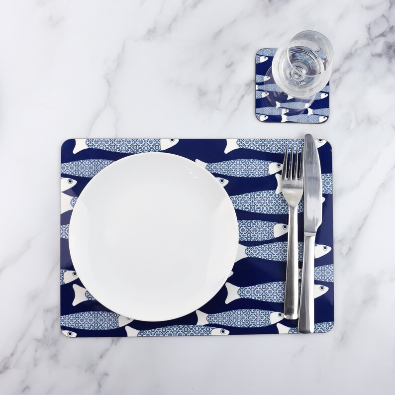 Ocean table mat navy blue seaside decor extra large melamine Etsy