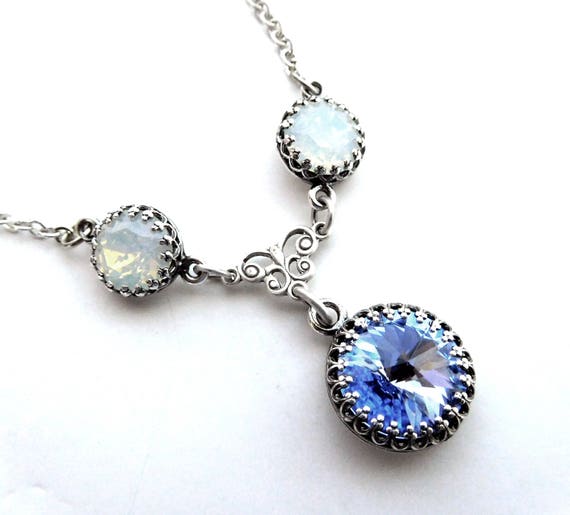 light blue crystal necklace