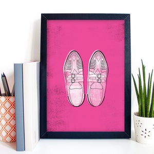 Pretty in Pink Duckie's Creepers Illustrated 1980s Movie Art Print Sizes A4/A5/5 x 7 image 1