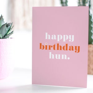 Feliz cumpleaños Hun Pink A6 Tarjeta de cumpleaños número 30 divertida para ella / Tarjeta de cumpleaños de hermana / Tarjeta de cumpleaños de amigo / Tarjeta de cumpleaños de BFF