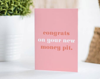 New Home Card Card Congrats On Your New Money Pit | New Flat | New Apartment | Home Renovation Card | Happy New Home