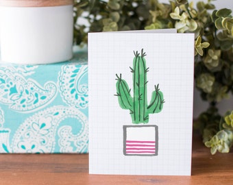 Cactus Planta Ilustrada A6 Tarjeta de Saludo / Tarjeta de Planta / Tarjeta de Arte / Dama de la Planta / Tarjeta para ella / Tarjeta en blanco / Nueva tarjeta de casa / Planta de la casa