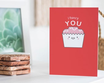 I Fancy You A6 Cute Cake Illustration / Valentine's Day Card / Anniversary Card / Love Card / Kawaii Card / Card for Her / French Fancy Card