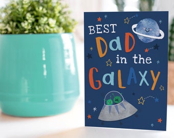 Best Dad In The Galaxy Father's Day A6 Greeting Card For Dad | Dad Card | Space Card | From The Kids Card