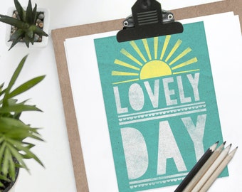 Lovely Day Illustrated Typography A6 Postcard Print - Stationery - Single Postcard - Lovely Home Idea